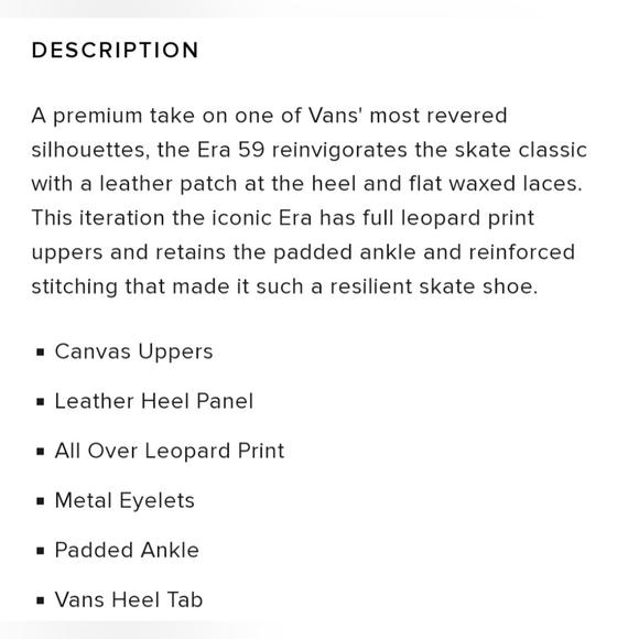 Vans Era 59 Leopard *NWT* - Picture 8 of 9